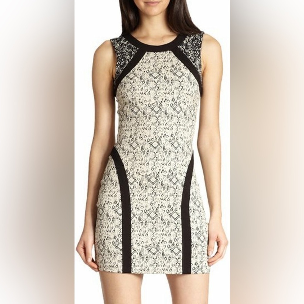 Parker Black and White Lace Mini Dress - Picture 3 of 9